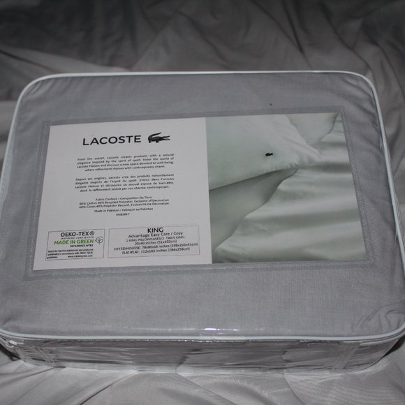 Lacoste Solid Sheet 4 Piece Grey 60% Cotton 40% Blended Polyester - Picture 5 of 12